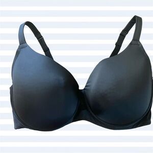 Cacique Lightly Lined T shirt Bra Black 42F French‎ Full Coverage Cooling
